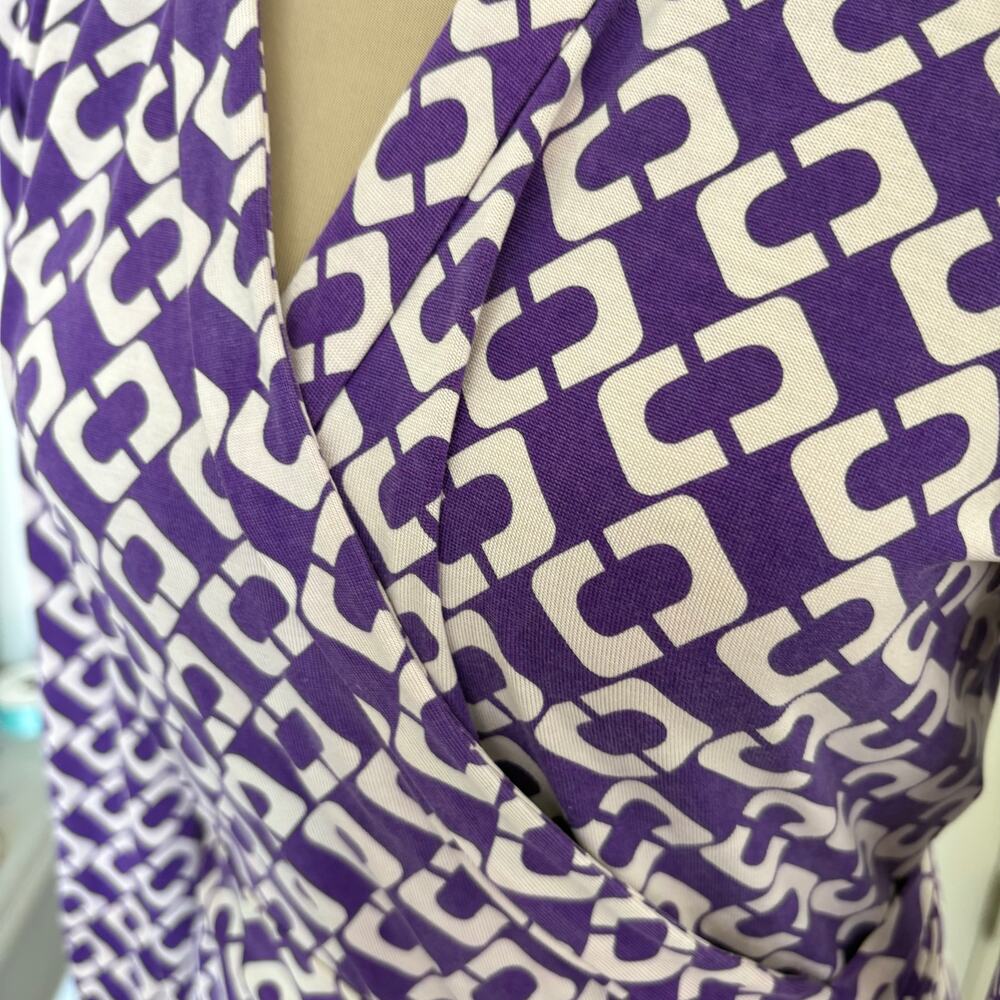 Vintage Diane von Furstenberg Y2K 100% Silk Iconic Wrap Dress Chain Print Luxury - Picture 4 of 9